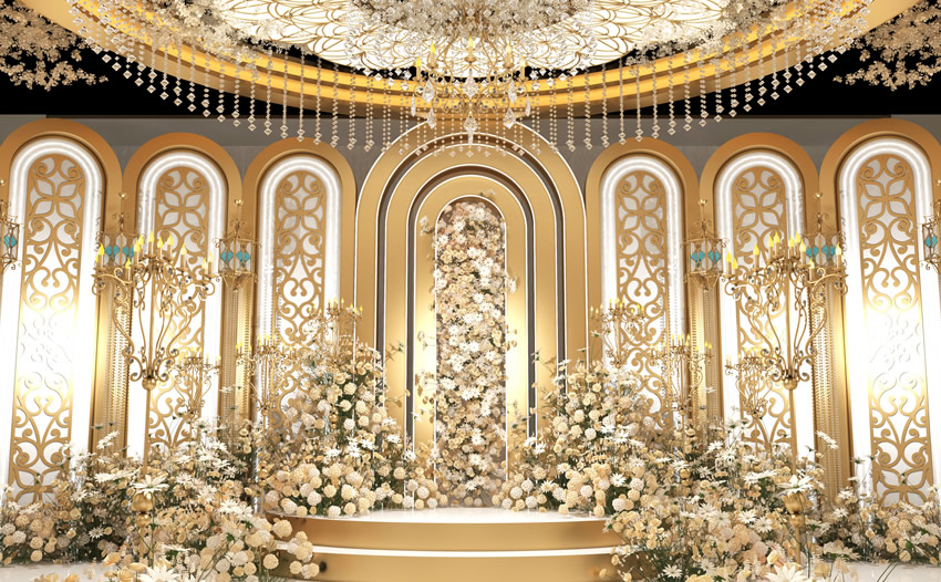 江北香槟色调婚礼堂效果展示